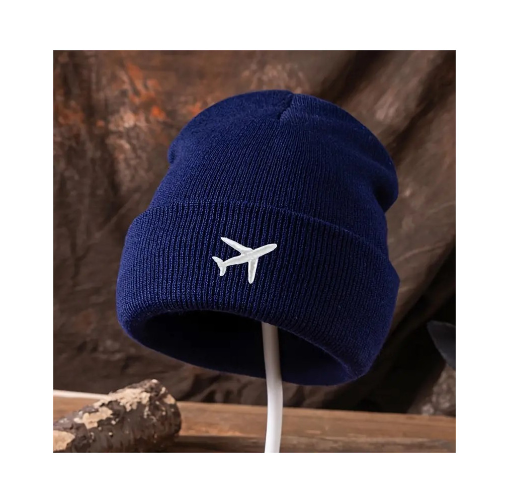 Gorro azul-marinho bordad