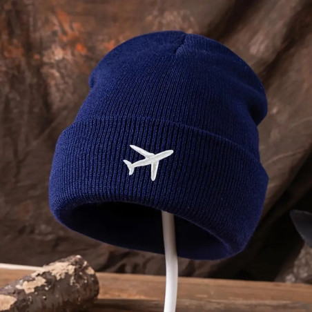 Gorro azul-marinho bordad