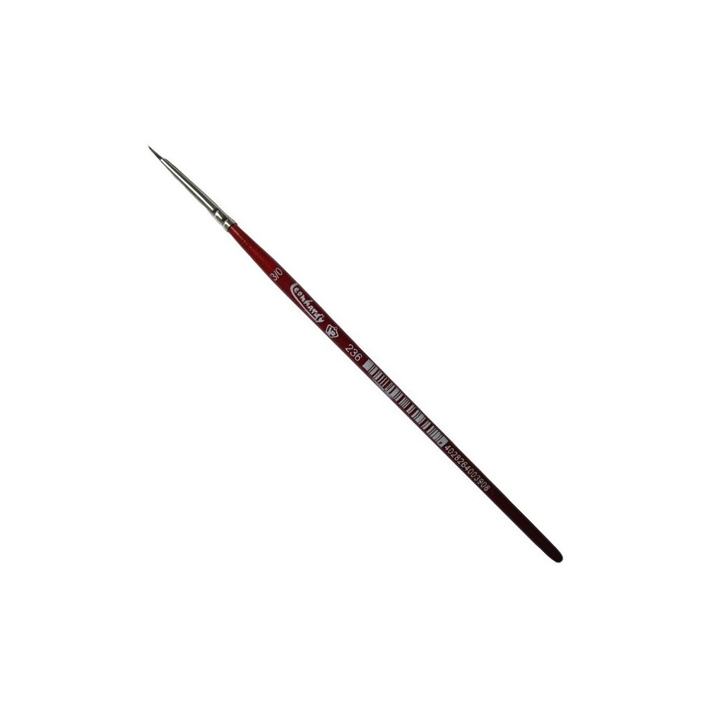 Round brush for multiple uses, fine hair mix, round red handle. No. 2/0 