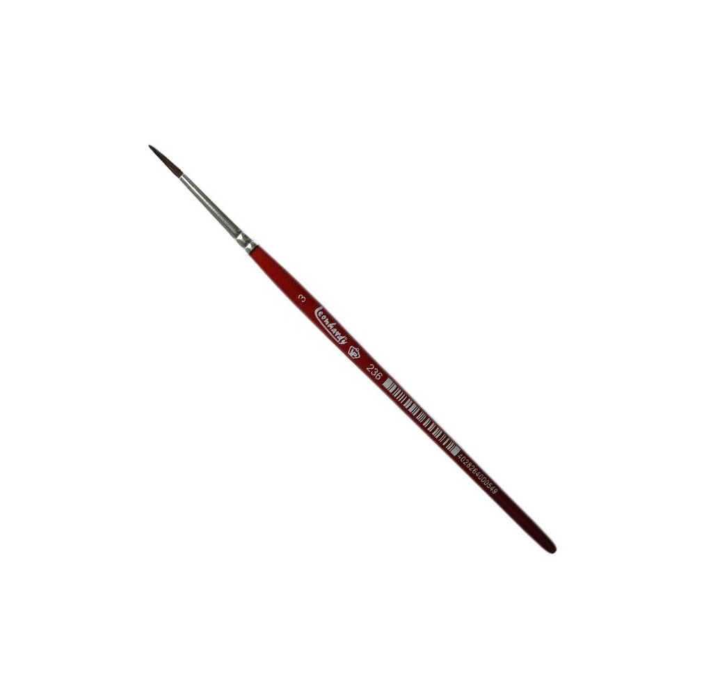 Pincel pêlo fino, cabo redondo vermelho Nº 3