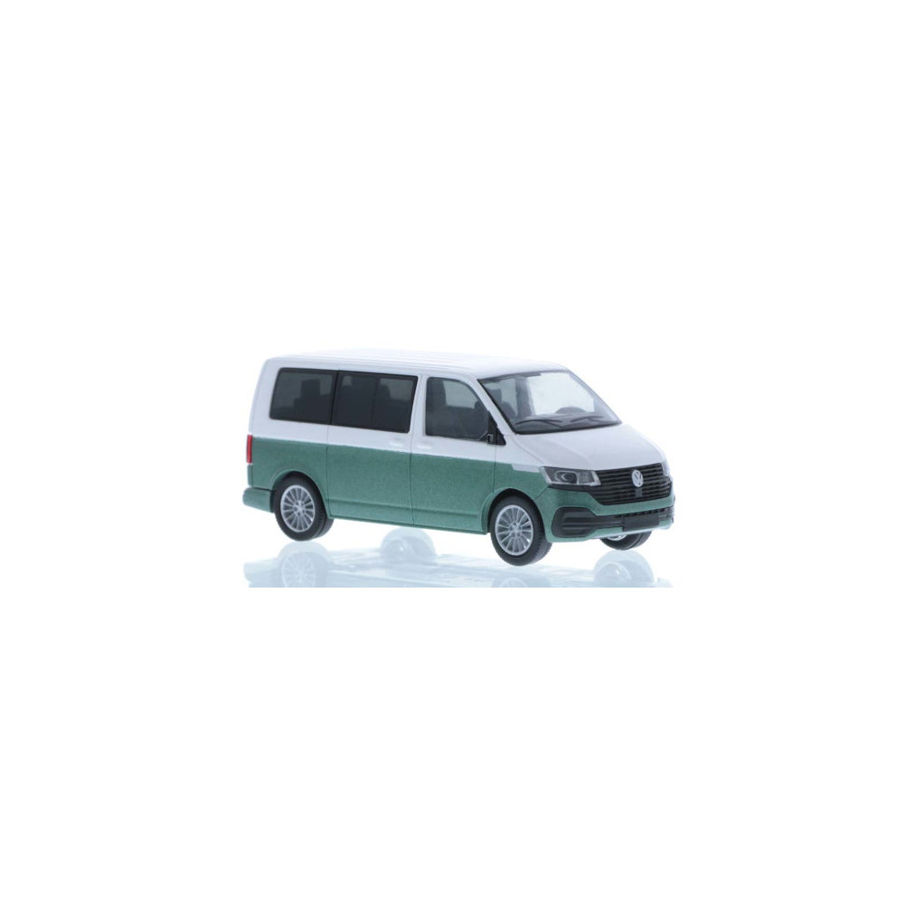 VW T6.1, white/metallic-grün, short wheelbase Rietze 1:87